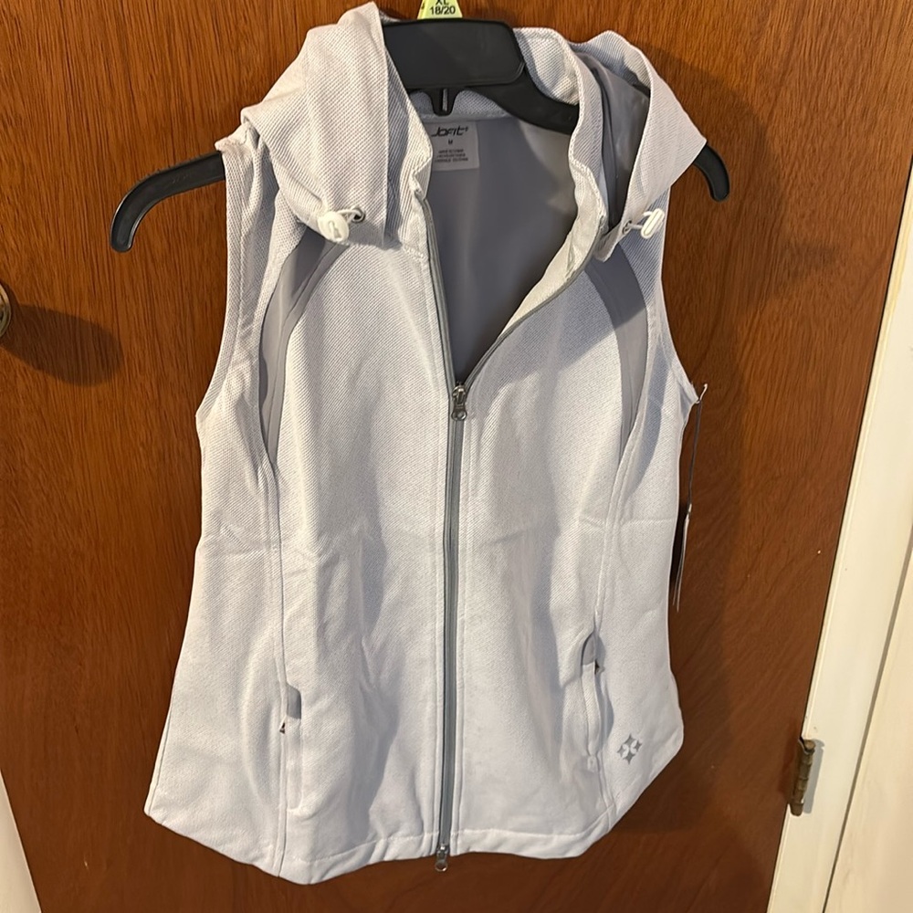 NWT Jofit light gray hooded vest size M